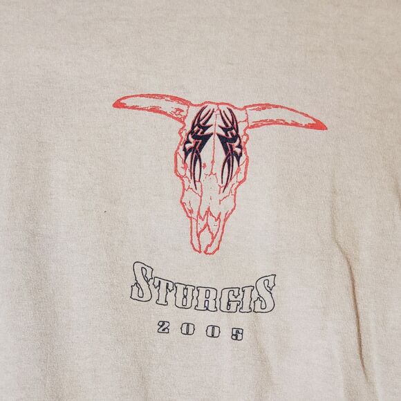 VTG STURGIS MENS TEE T-SHIRT LG COW SKULL BIKER WESTERN COWBOY TRIBAL HARLEY - Picture 7 of 10